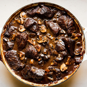 Wine Braised Beef with Mushrooms