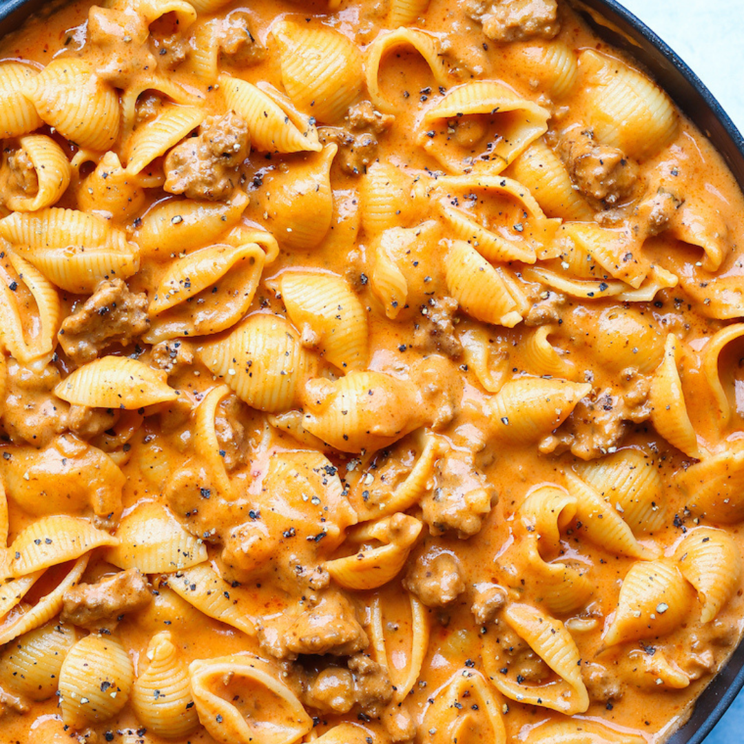 Creamy Beef and Pasta Shells